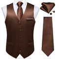 GentCrest Brown Solid Vest Set - Image 1