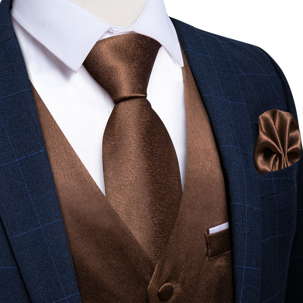 GentCrest Brown Solid Vest Set - Image 1