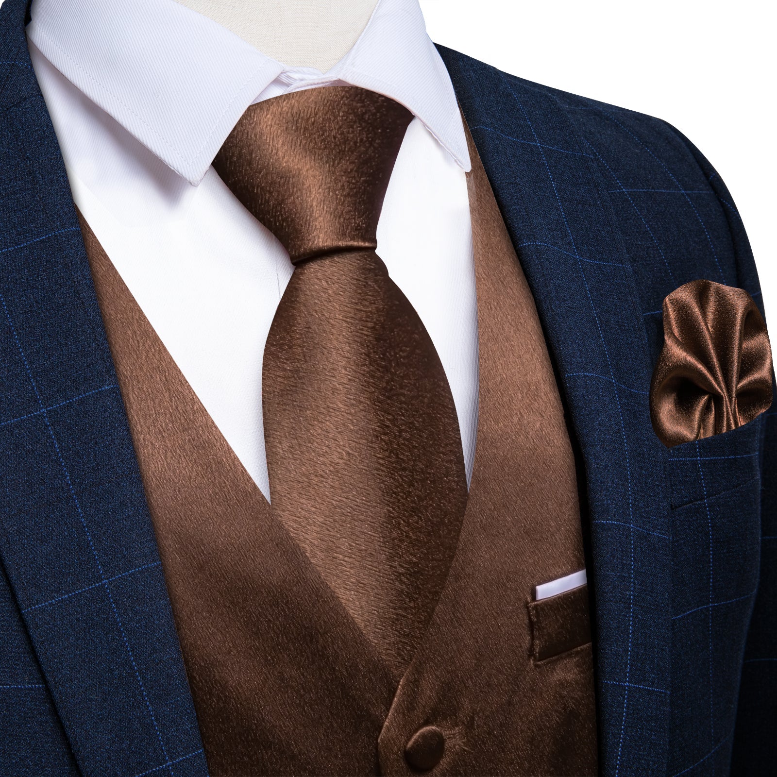 GentCrest Brown Solid Vest Set - Image 1