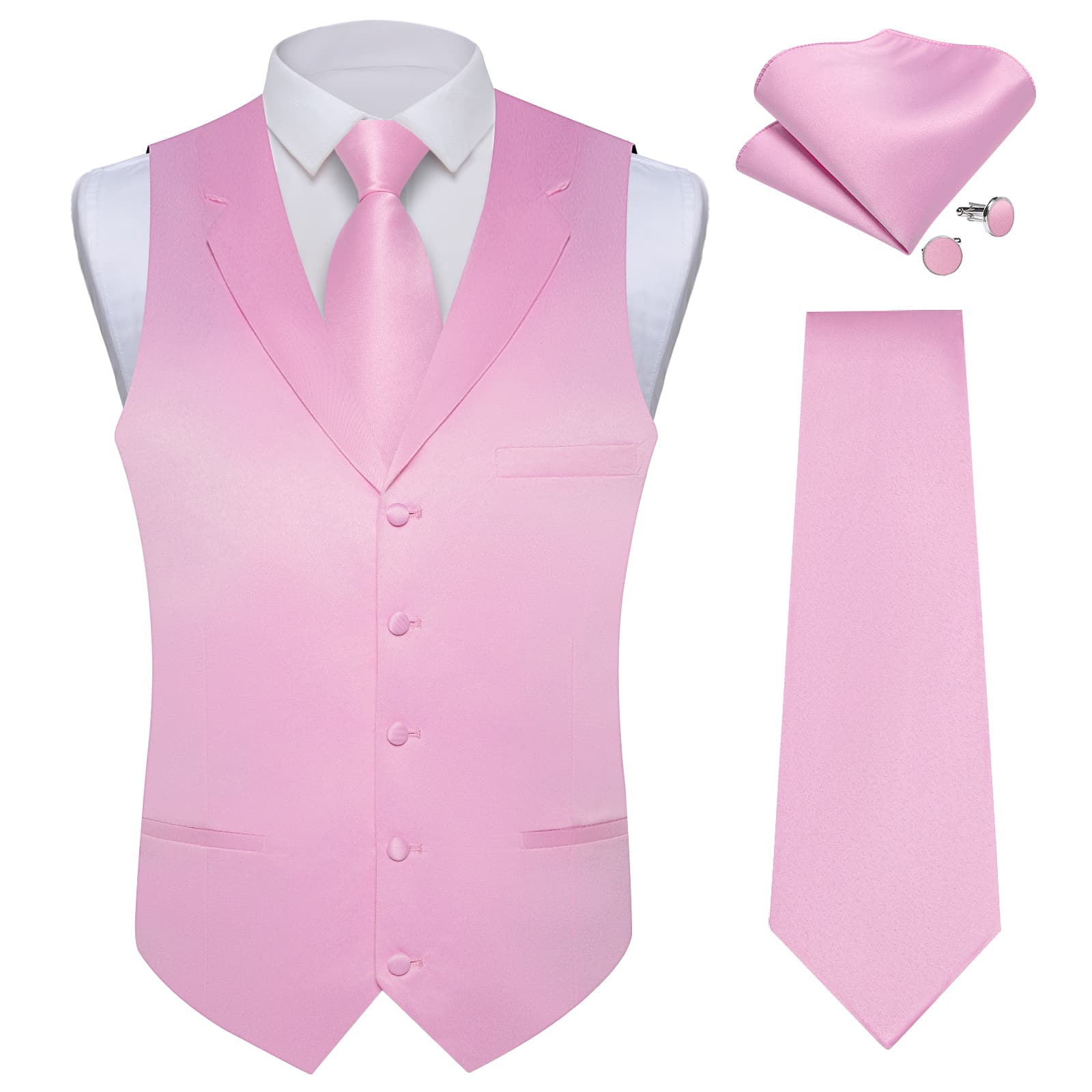 GentCrest Pink Solid Vest Set - Image 2