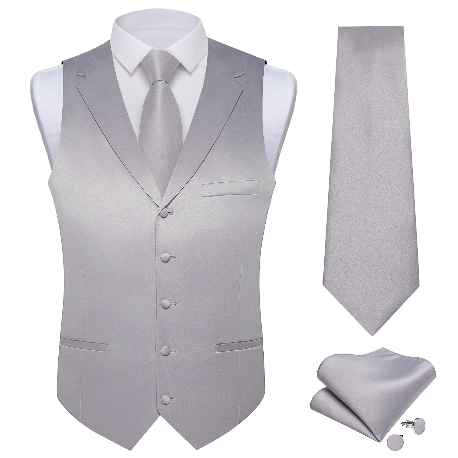 GentCrest Grey Solid Vest Set - Image 2