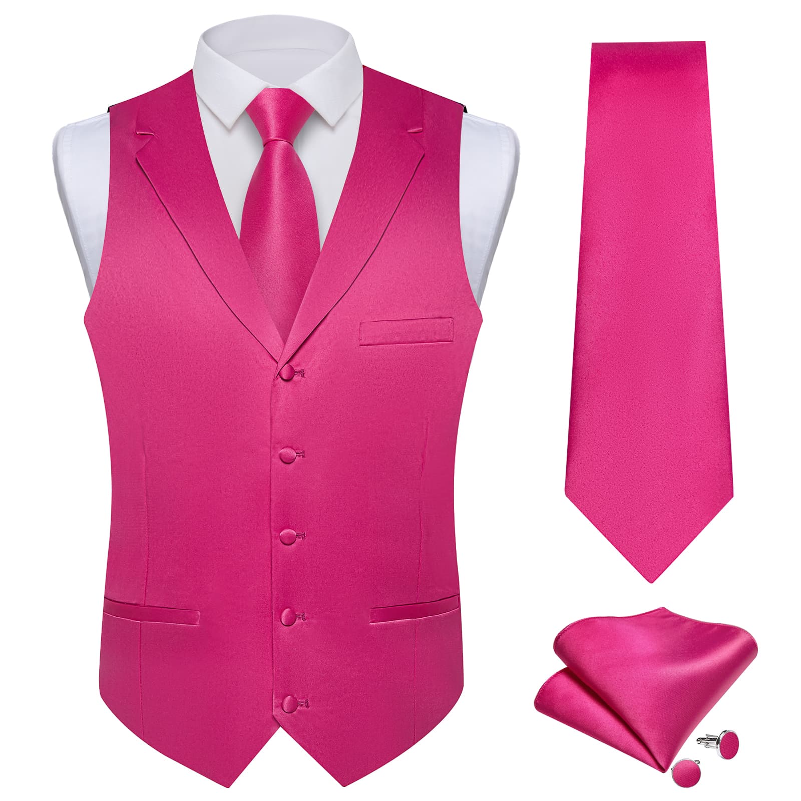 GentCrest Pink Solid Vest Set - Image 2