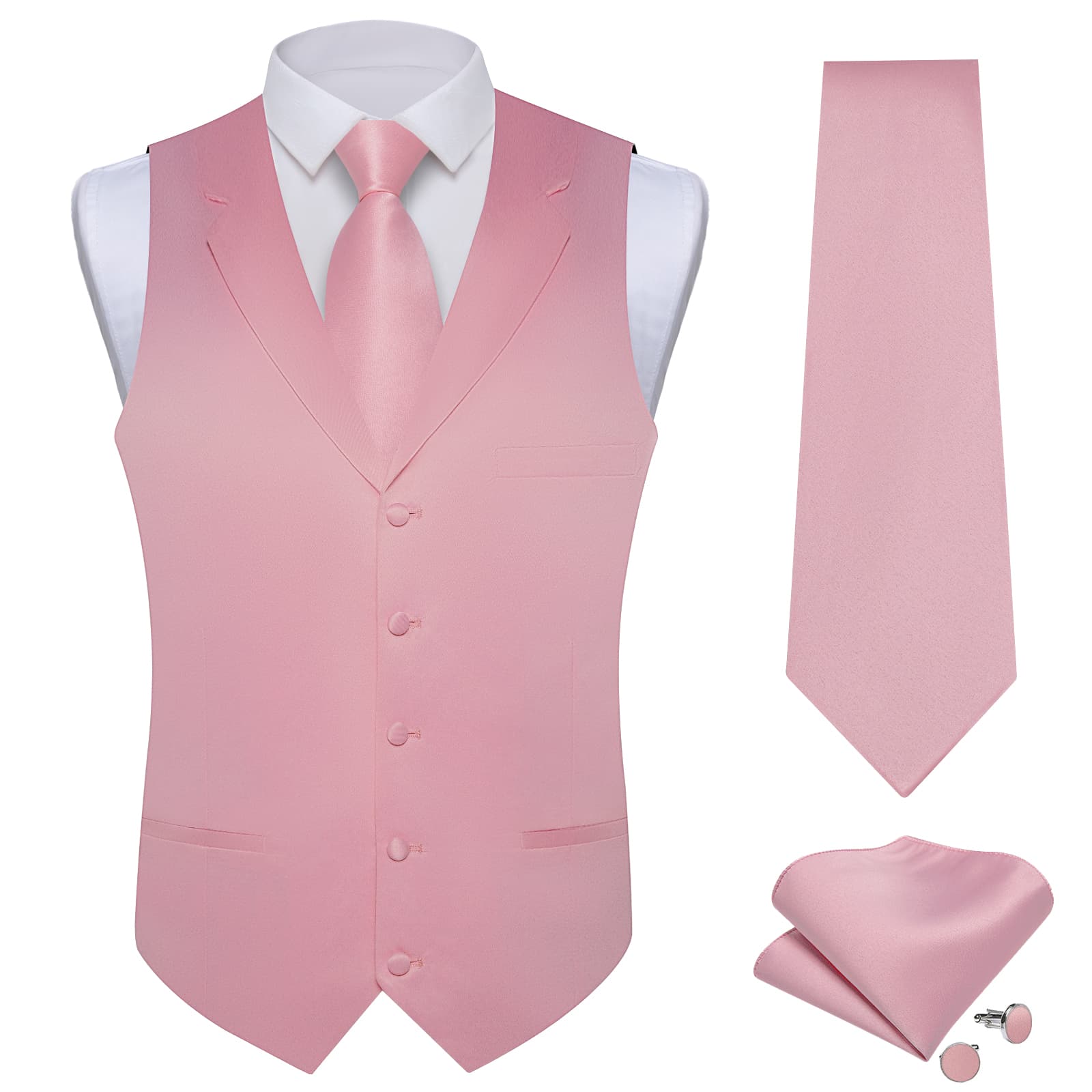 GentCrest Pink Solid Vest Set - Image 2