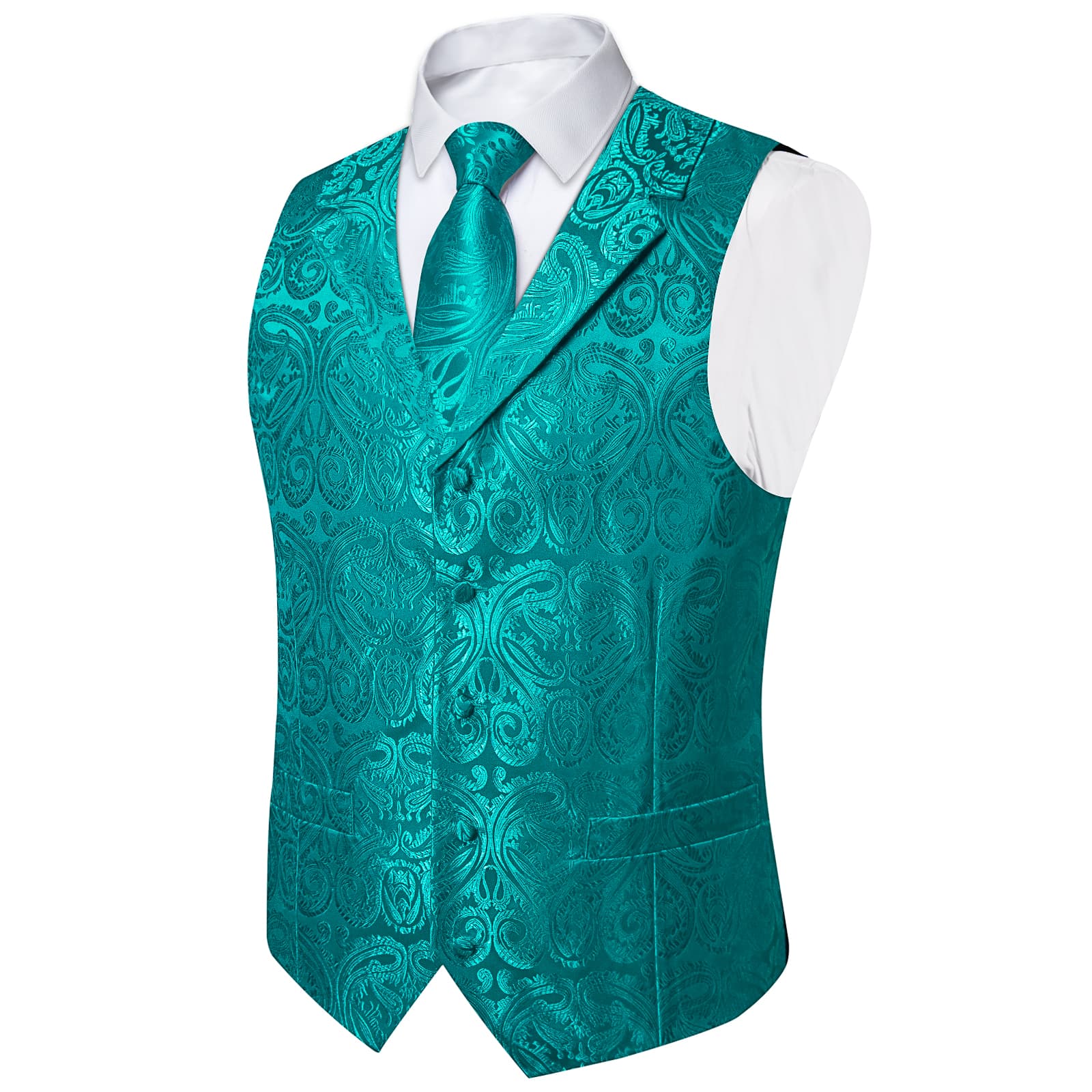 GentCrest Teal Paisley Vest Set - Image 3