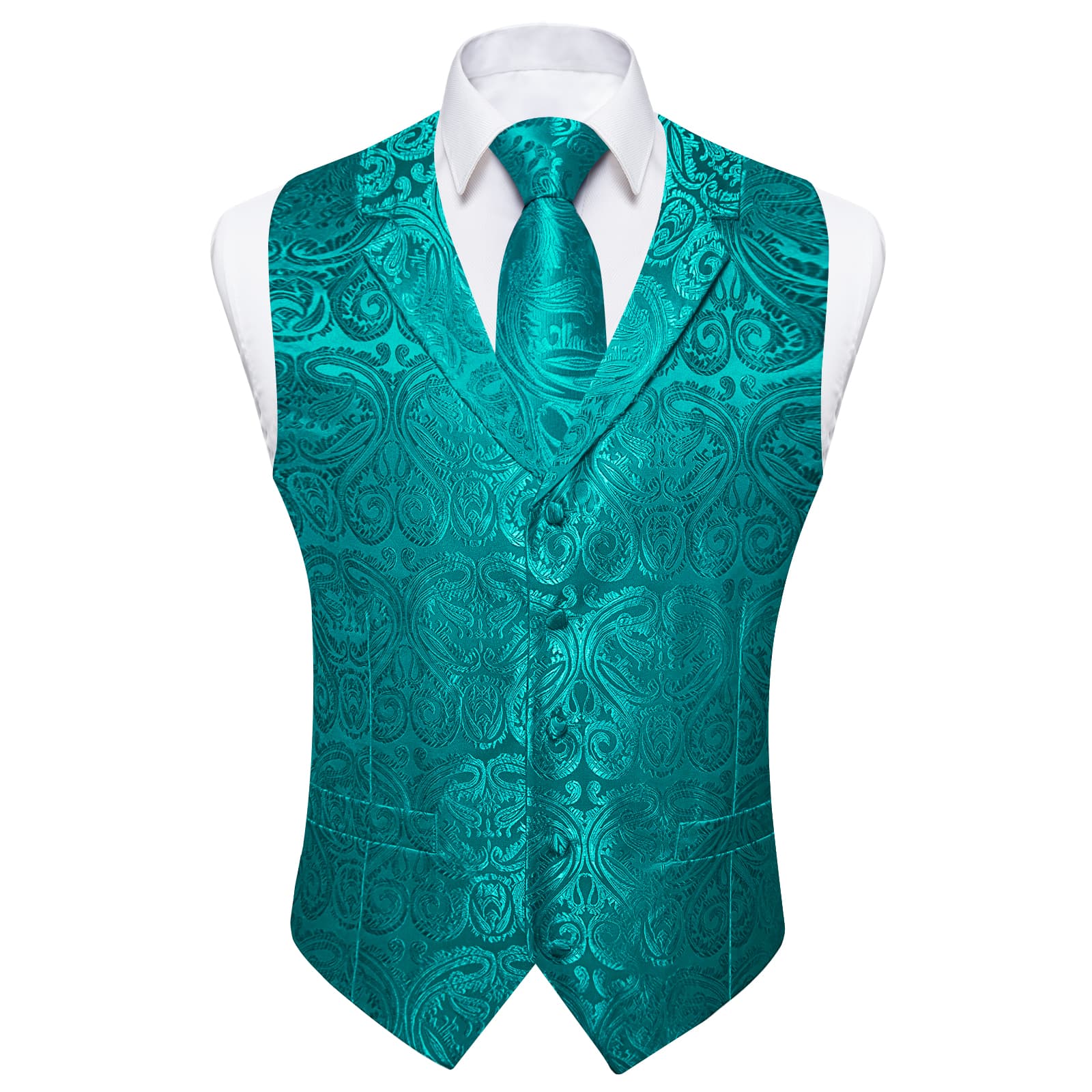 GentCrest Teal Paisley Vest Set - Image 4