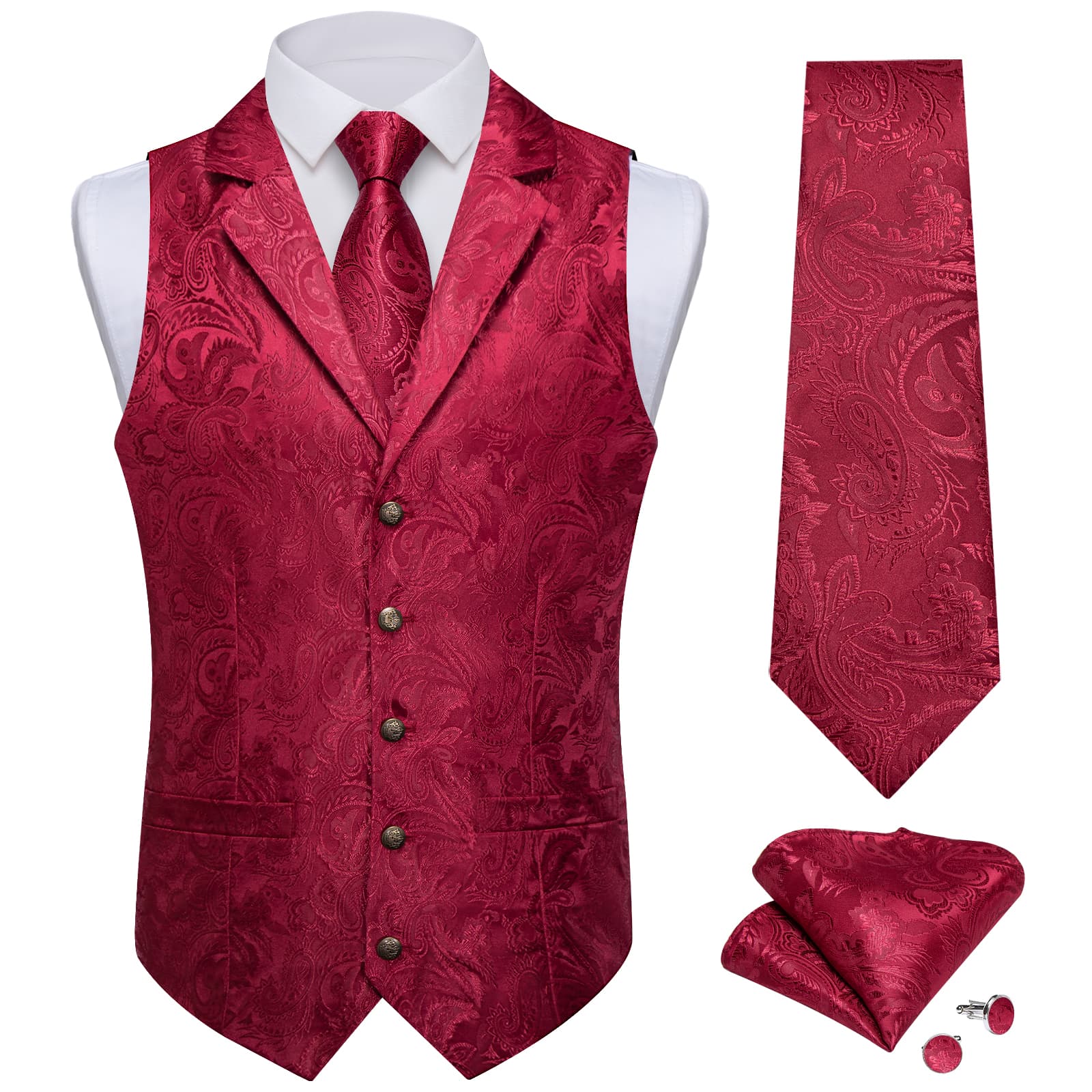 GentCrest Red Paisley Vest Set - Image 2