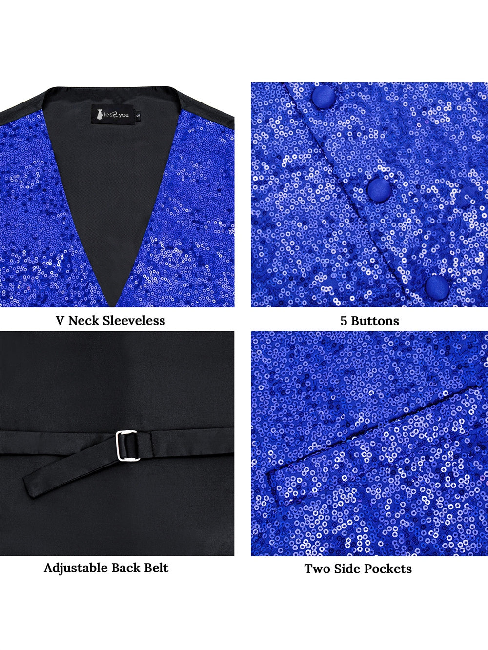 GentCrest Blue Sequin Vest Set - Image 5