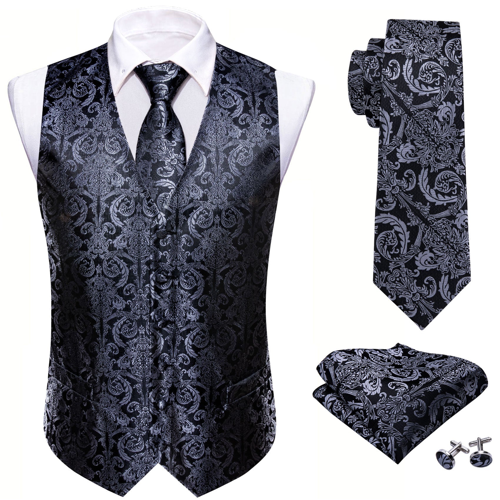 GentCrest Black Paisley Vest Set - Image 2