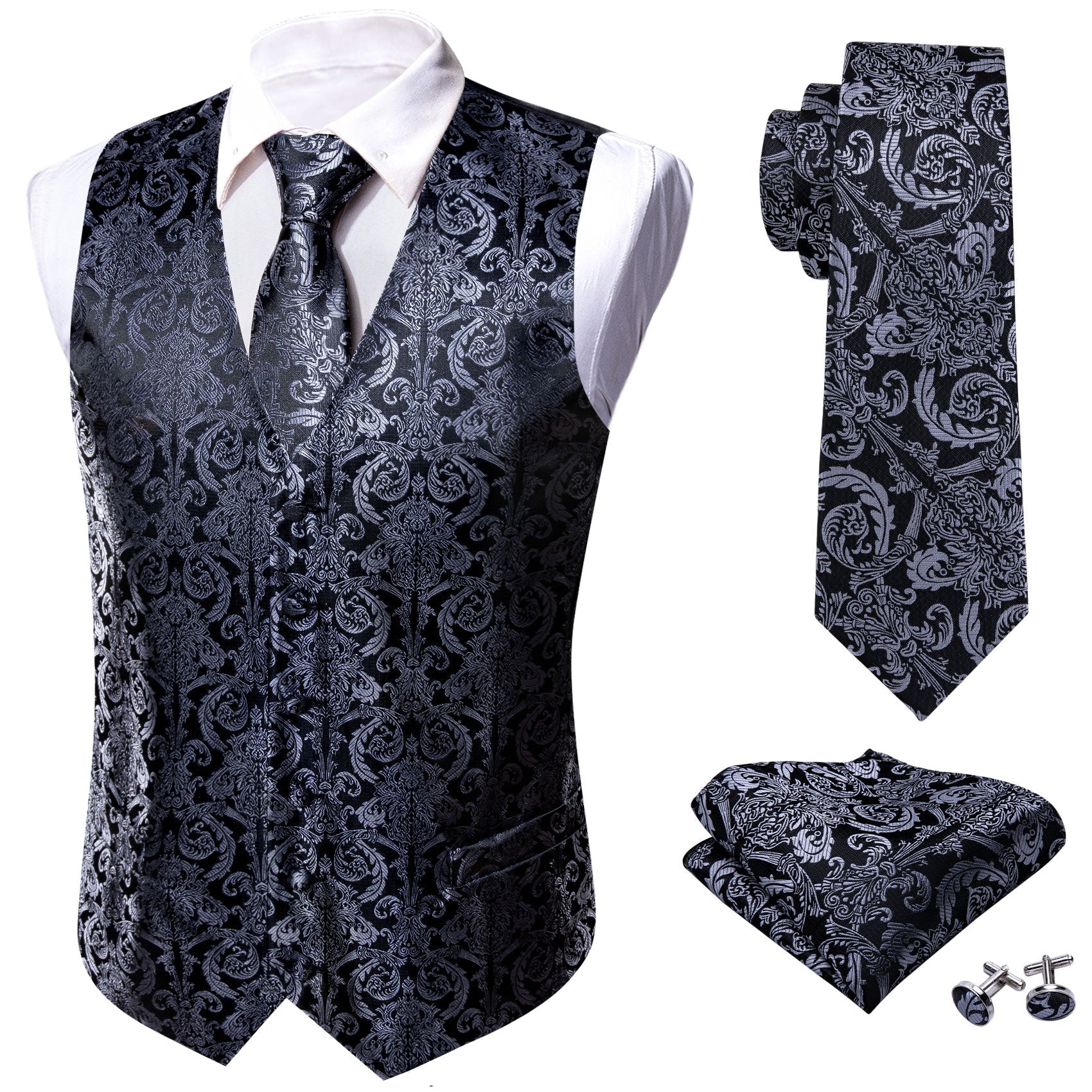 GentCrest Black Paisley Vest Set - Image 4