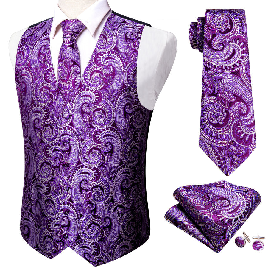 GentCrest Purple Paisley Vest Set - Image 4