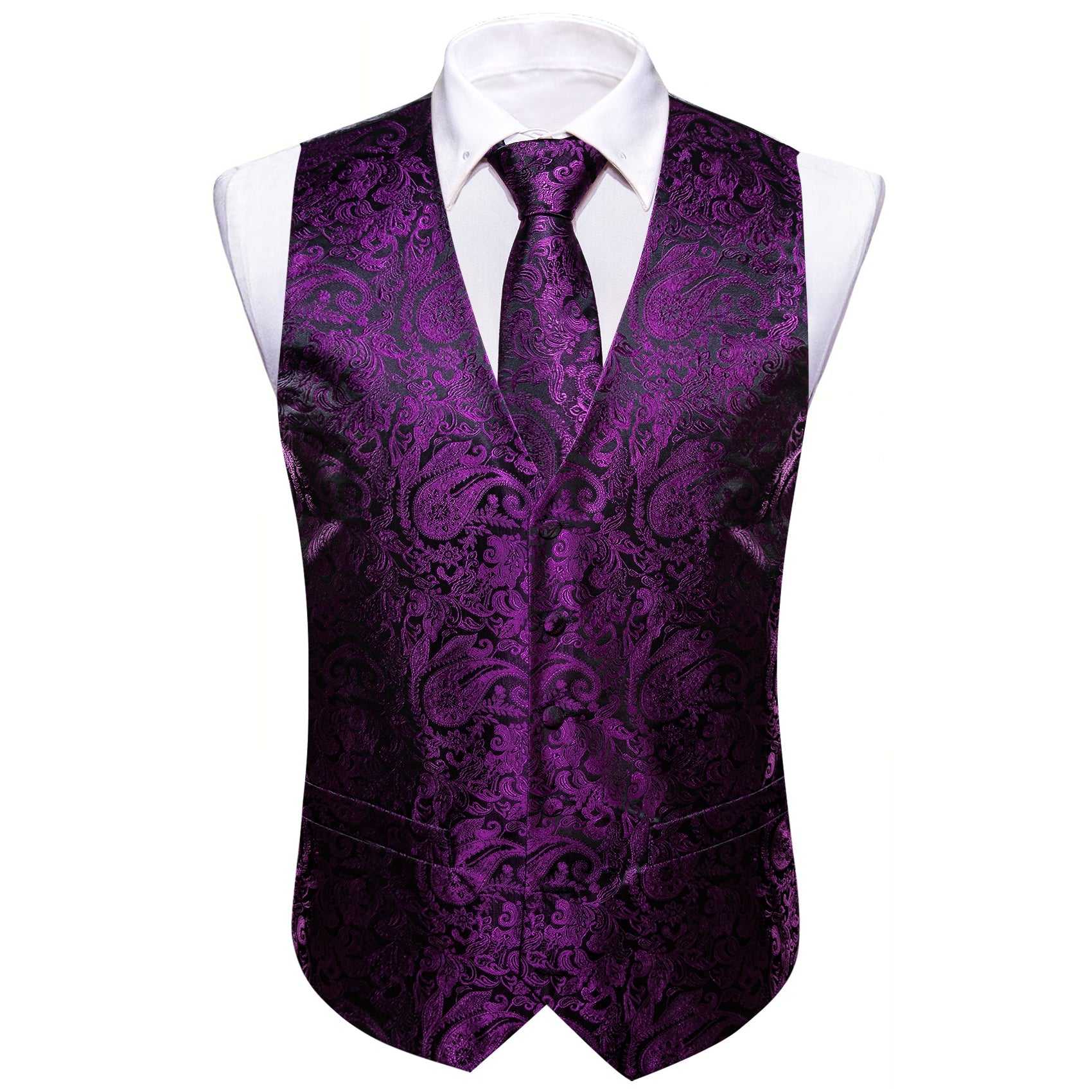 GentCrest Purple Paisley Vest Set - Image 5