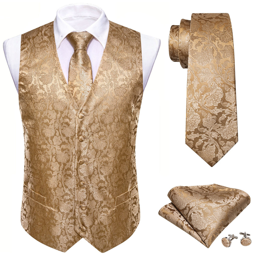 GentCrest Champagne Floral Vest Set - Image 2