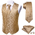 GentCrest Champagne Floral Vest Set - Image 1