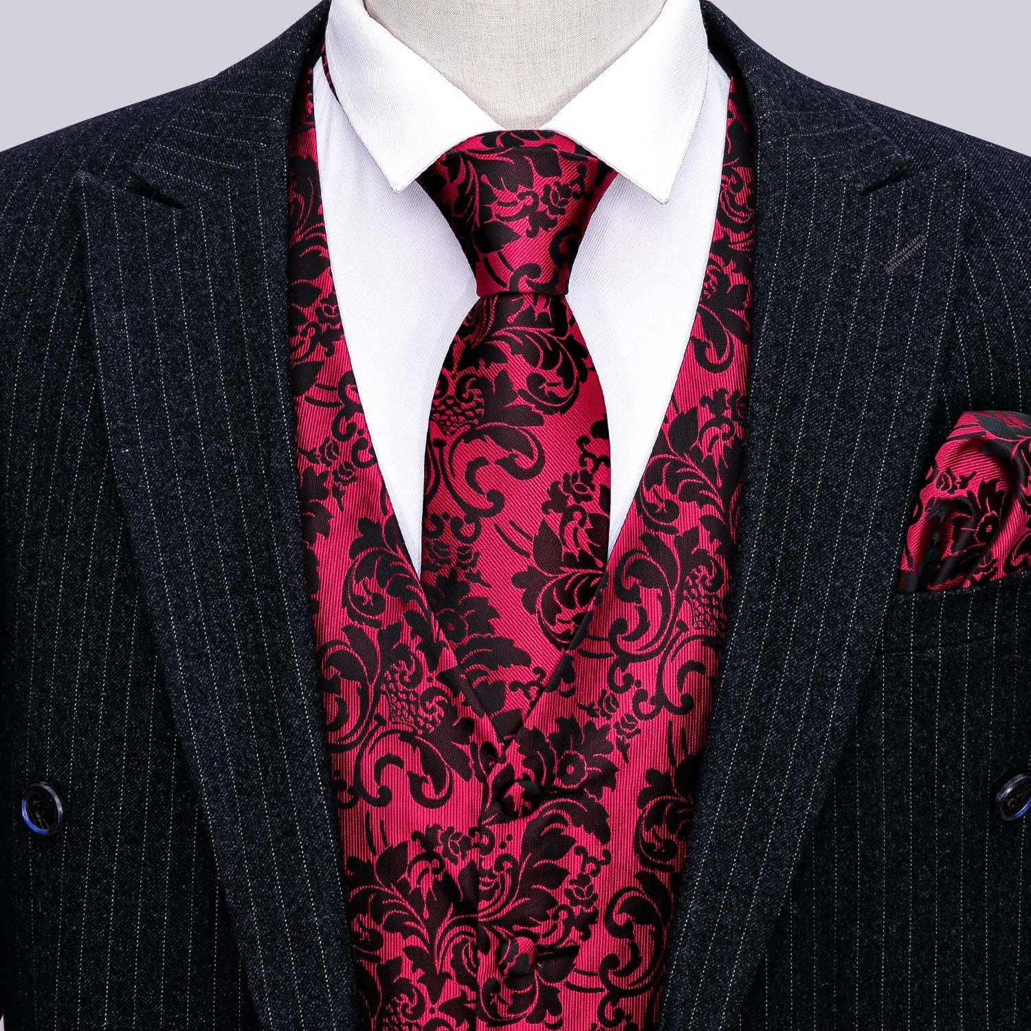 GentCrest Black Floral Vest Set - Image 3