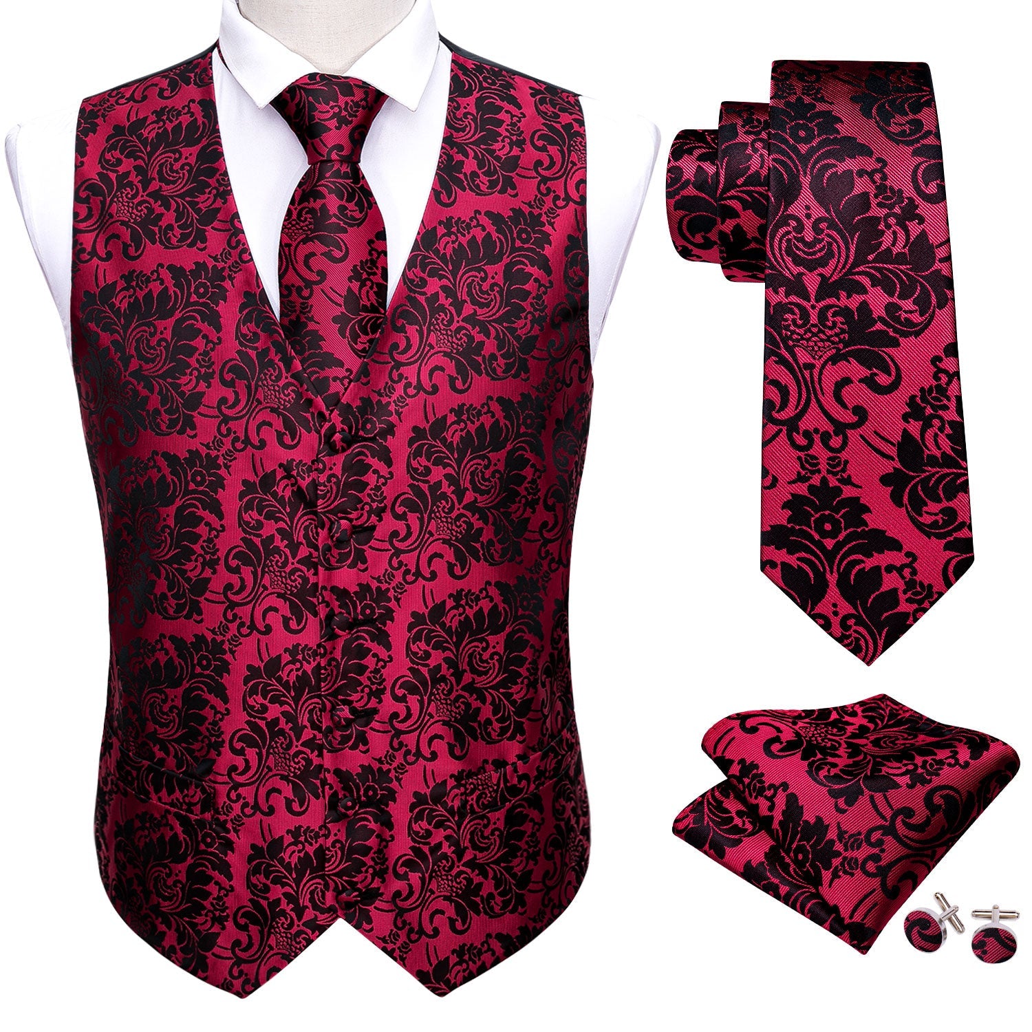 GentCrest Black Floral Vest Set - Image 5