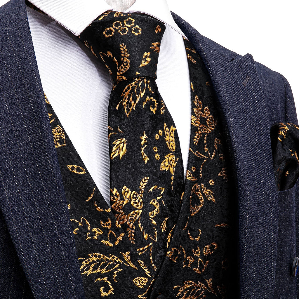 GentCrest Black Floral Vest Set - Image 1