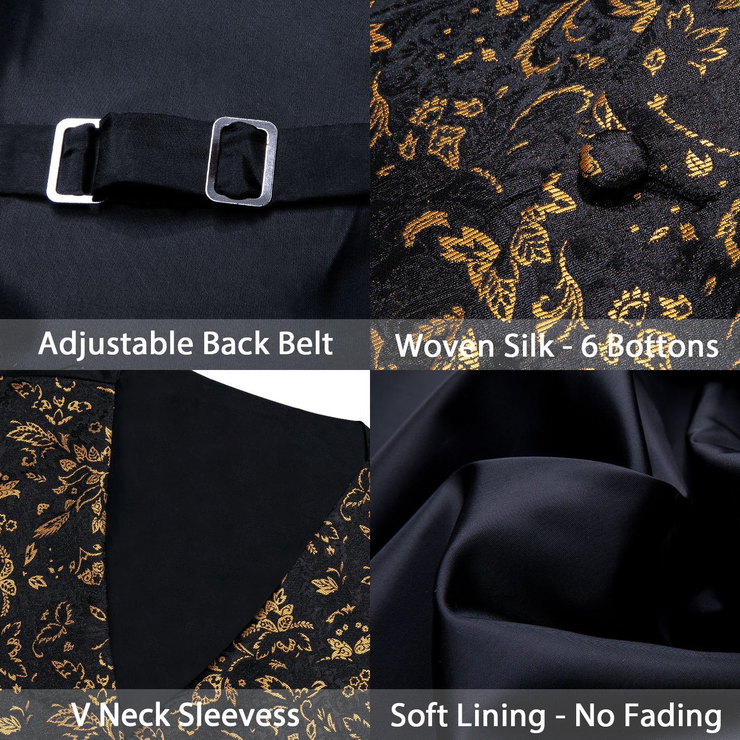 GentCrest Black Floral Vest Set - Image 5