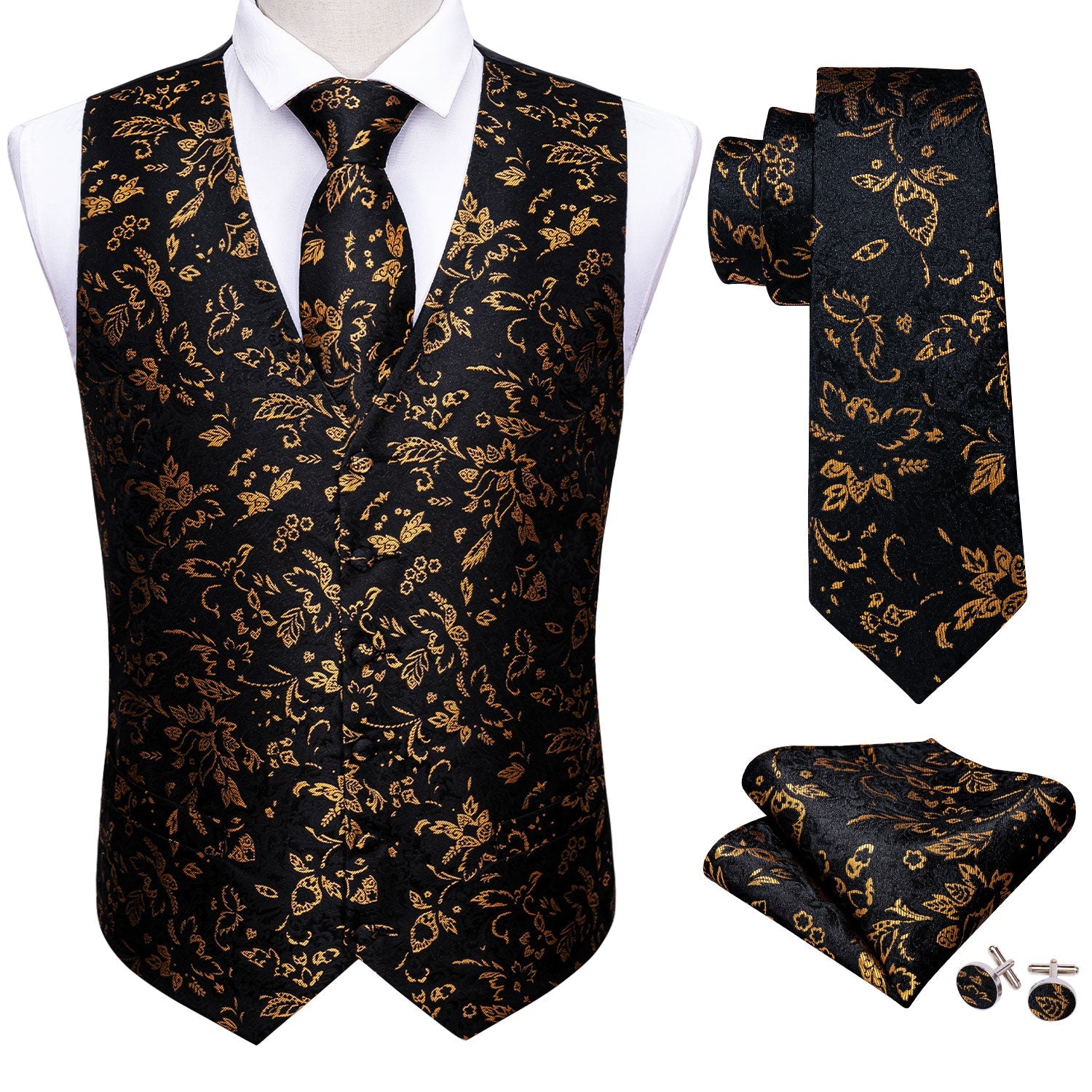 GentCrest Black Floral Vest Set - Image 2