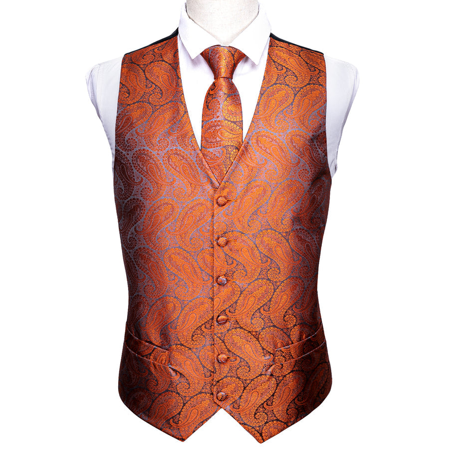 GentCrest Orange Paisley Vest Set - Image 4
