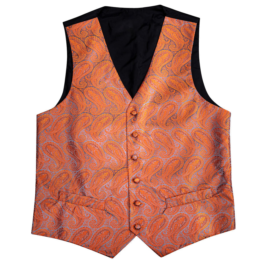 Deep Orange Paisley Vest Set - GentCrest - View 5