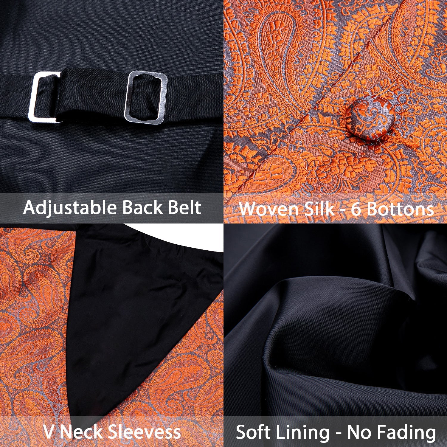 GentCrest Orange Paisley Vest Set - Image 6
