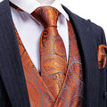 Deep Orange Paisley Vest Set - GentCrest