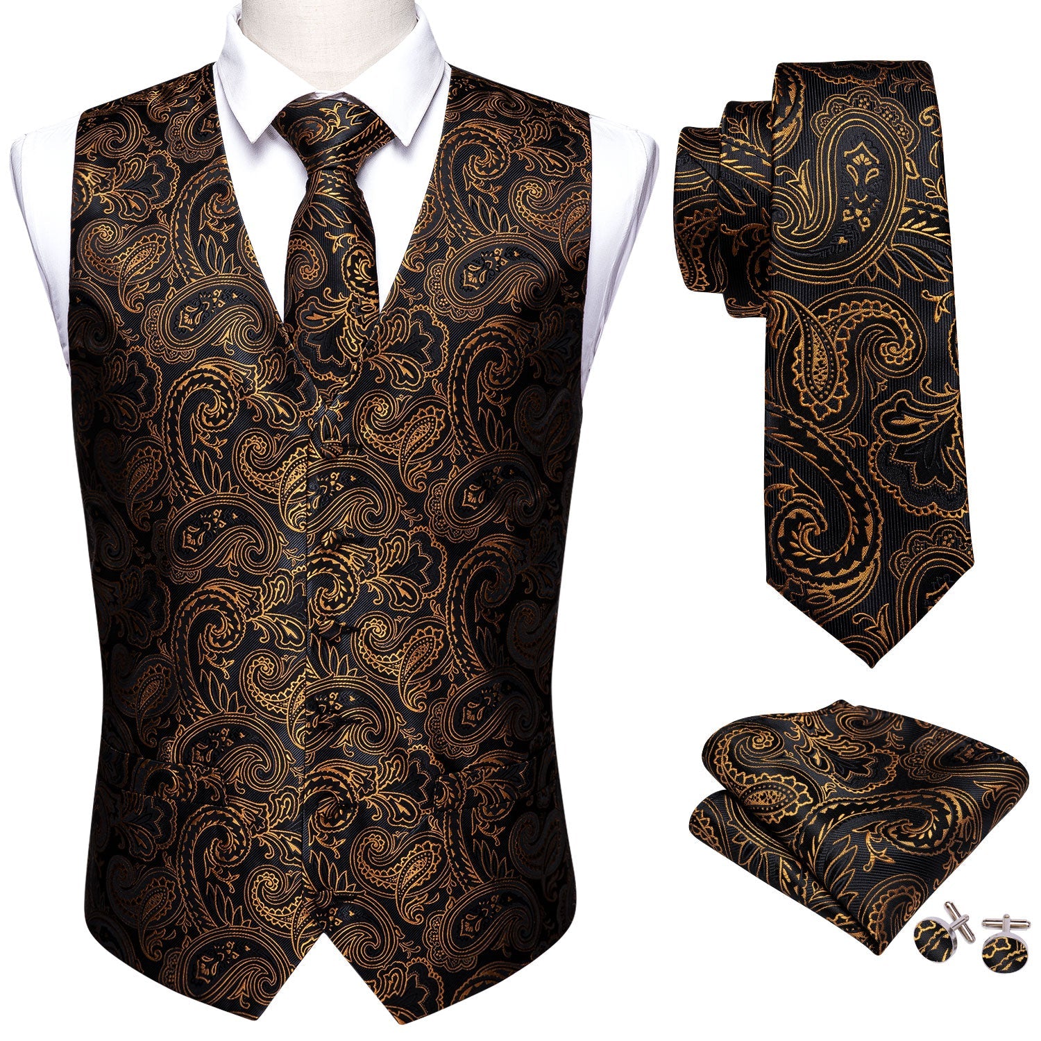 GentCrest Black Paisley Vest Set - Image 4