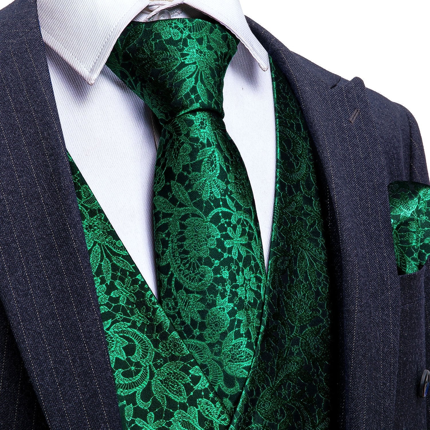 Green Floral Vest Set - GentCrest