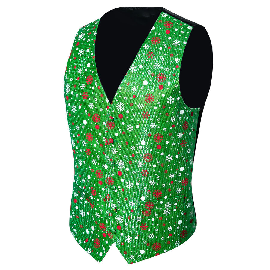 Green Christmas Snow Silk Bow Tie Vest Set - GentCrest - View 5