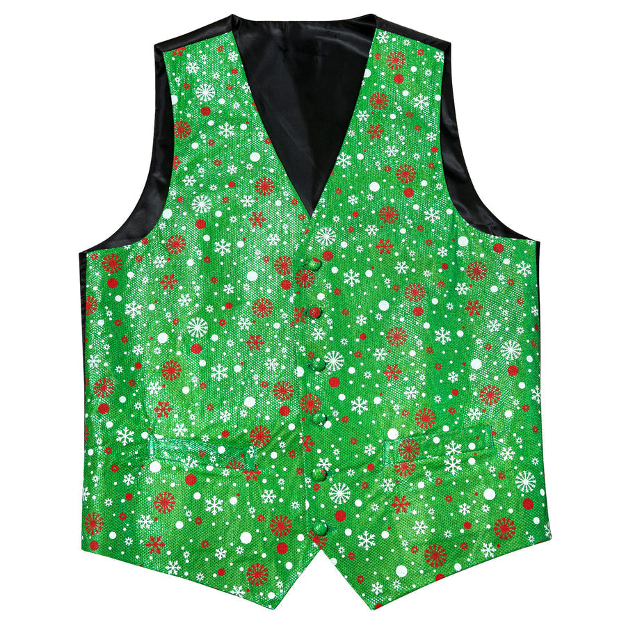 Green Christmas Snow Silk Bow Tie Vest Set - GentCrest - View 6