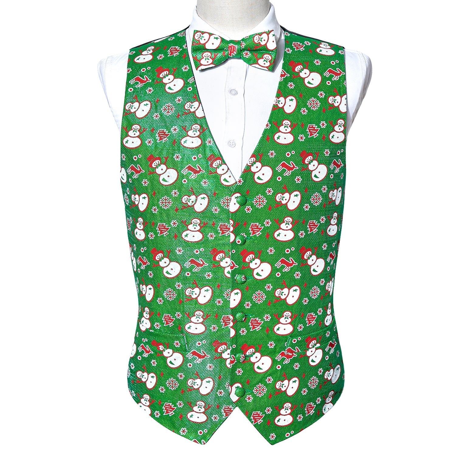 Cheerful Snowman Holiday Jacquard Vest Set - GentCrest - View 2