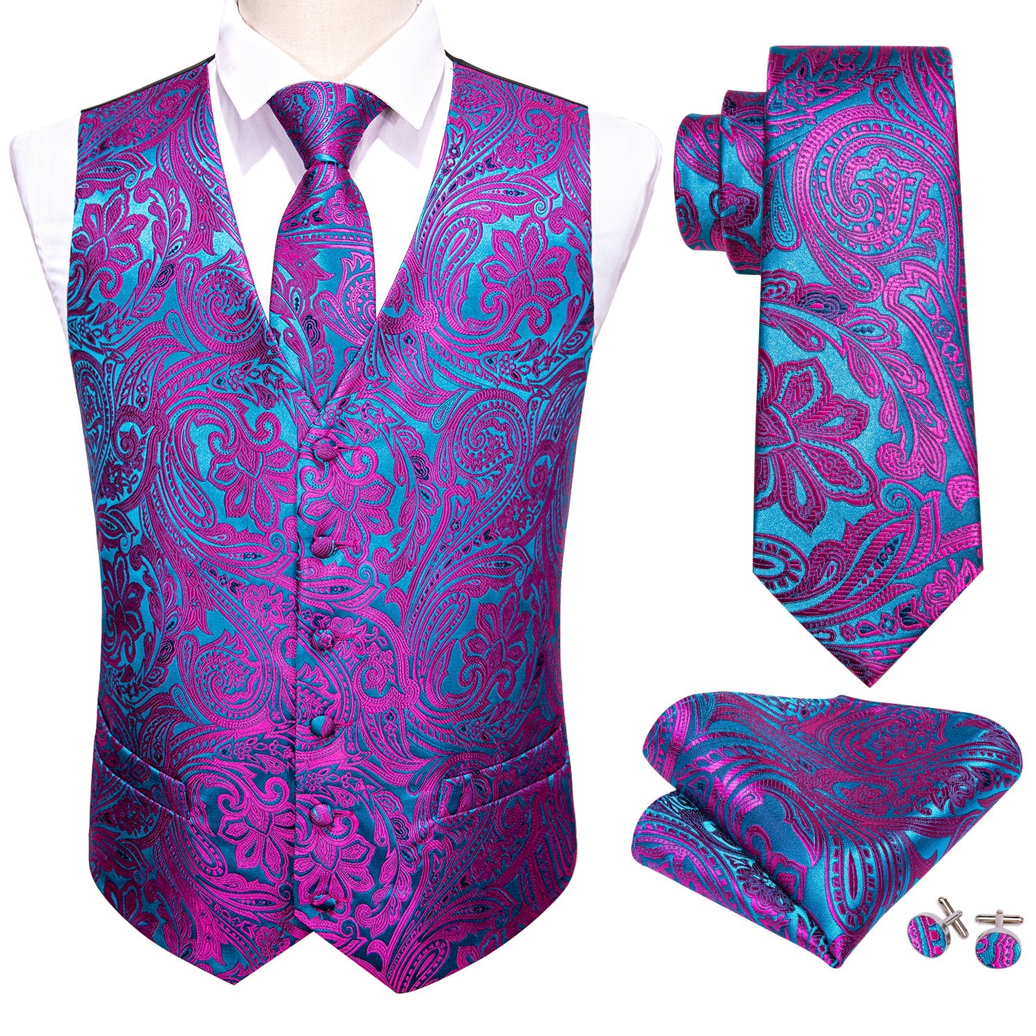 GentCrest Blue Paisley Vest Set - Image 4