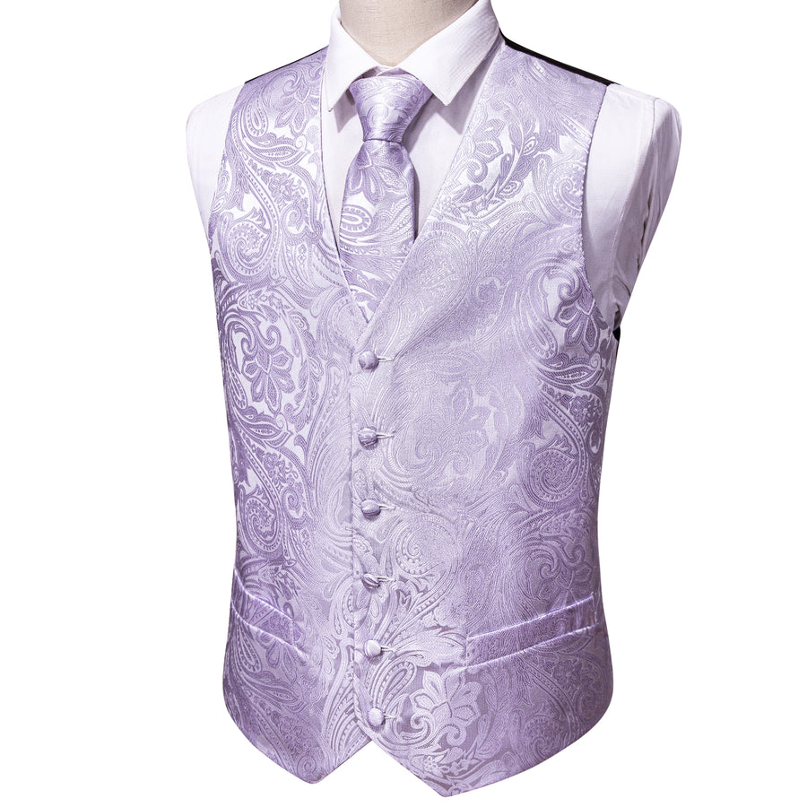 Light Purple Paisley Vest Set - GentCrest - View 4