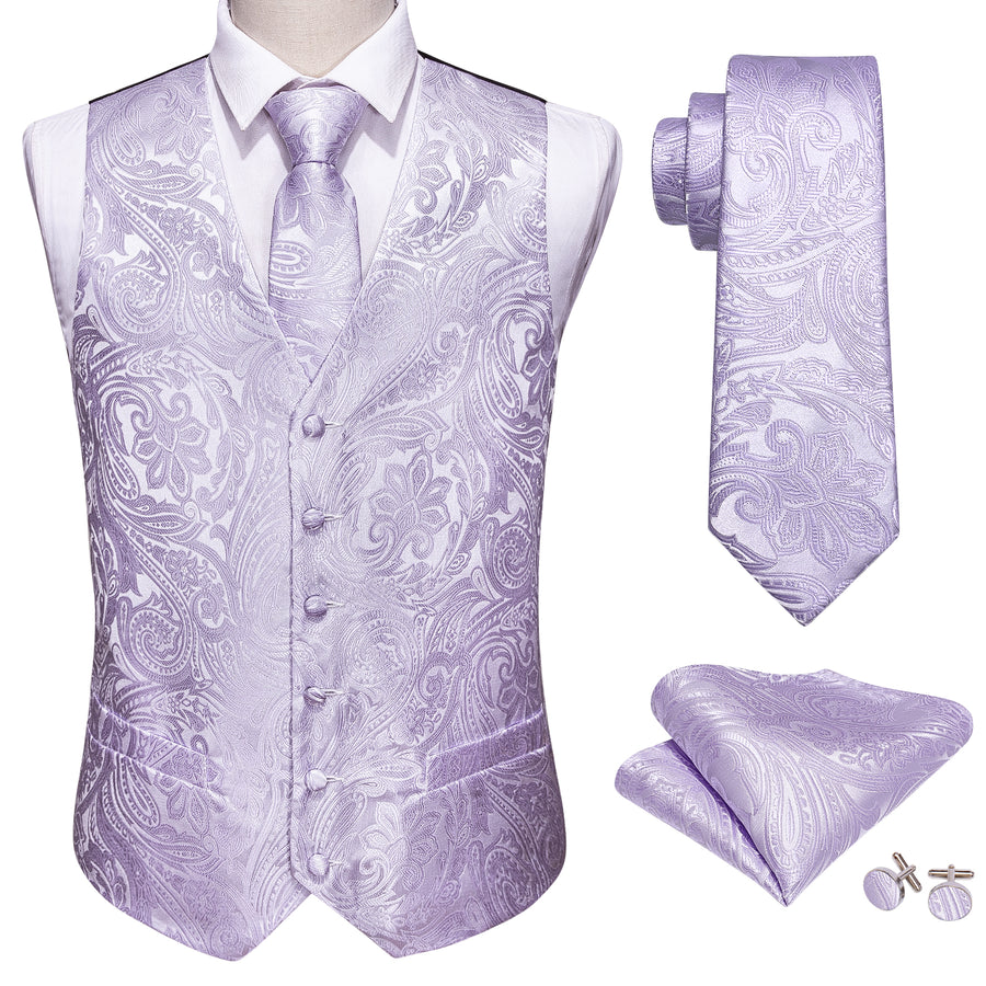 Light Purple Paisley Vest Set - GentCrest - View 3