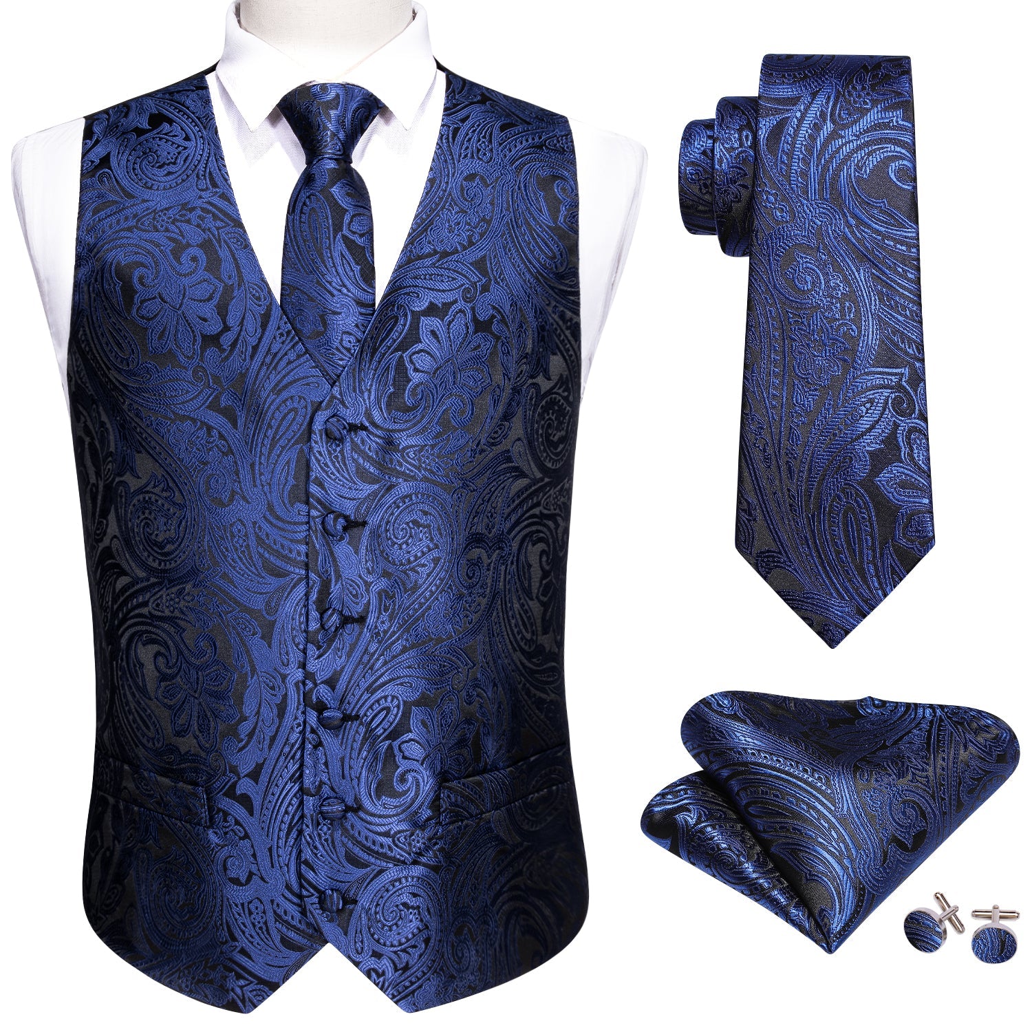 GentCrest Blue Paisley Vest Set - Image 5