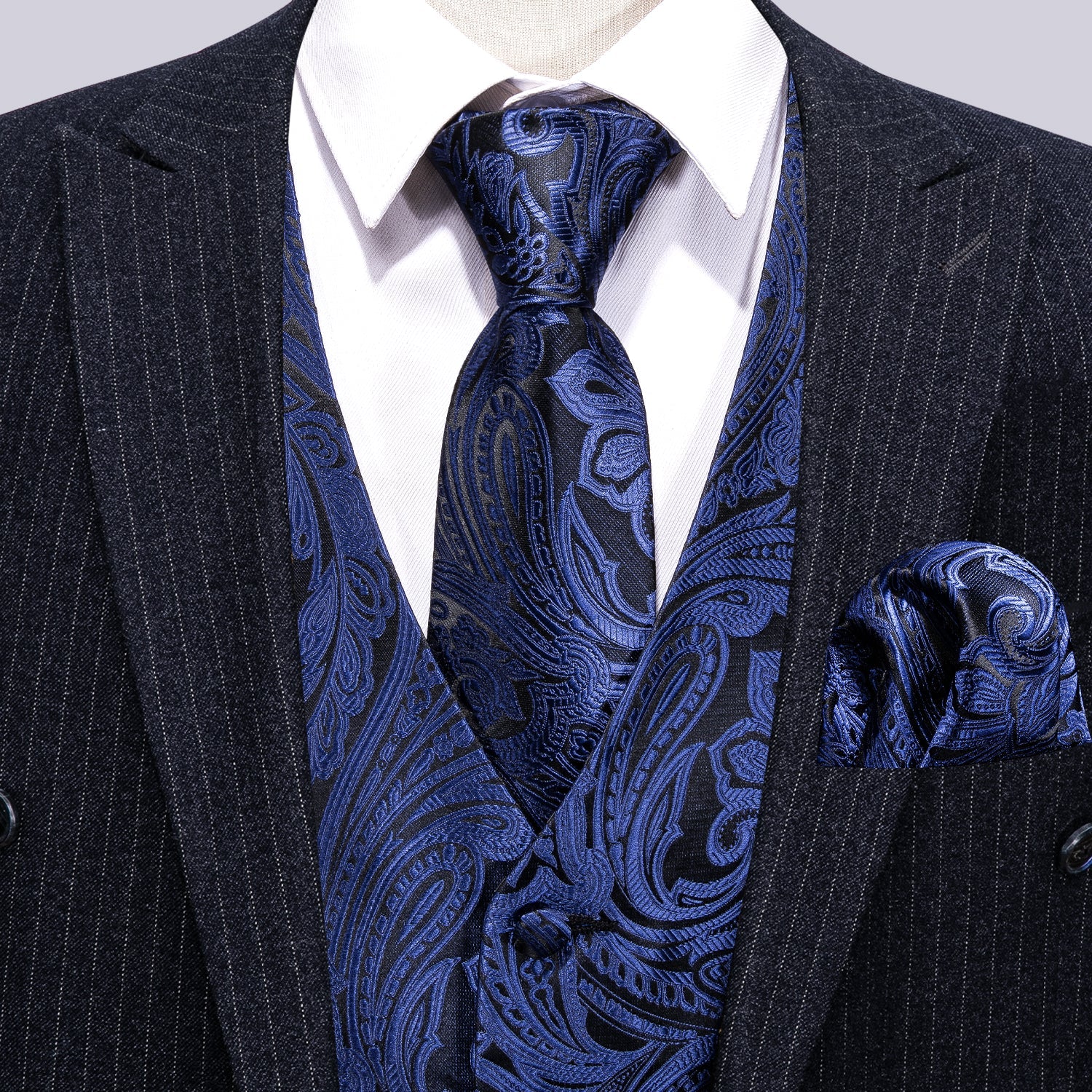 GentCrest Blue Paisley Vest Set - Image 4