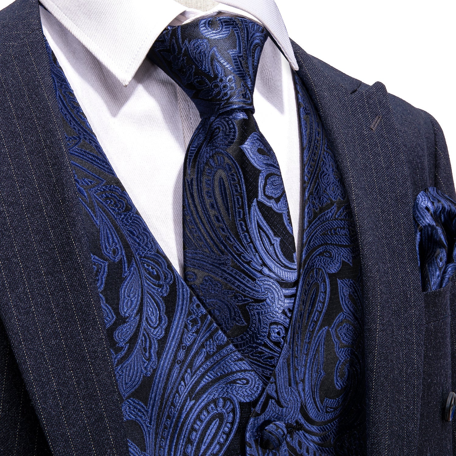 GentCrest Blue Paisley Vest Set - Image 1
