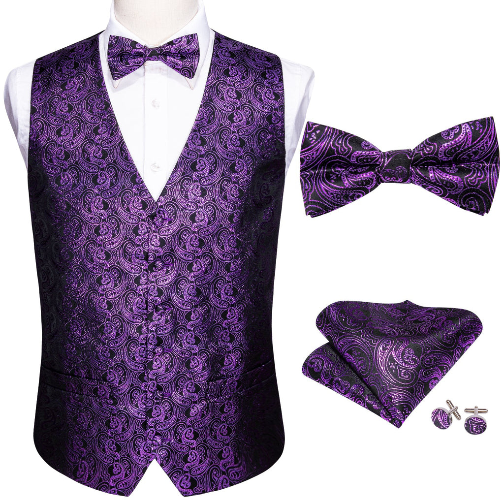 GentCrest Purple Paisley Vest Set - Image 3