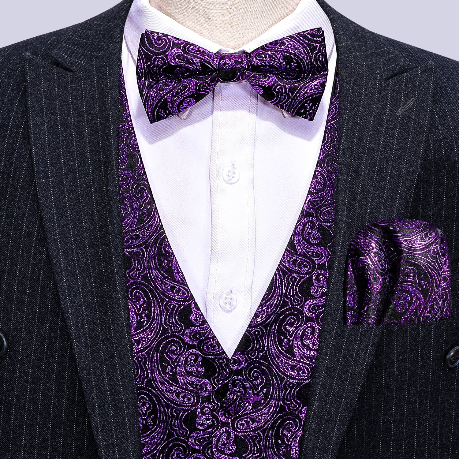GentCrest Purple Paisley Vest Set - Image 4