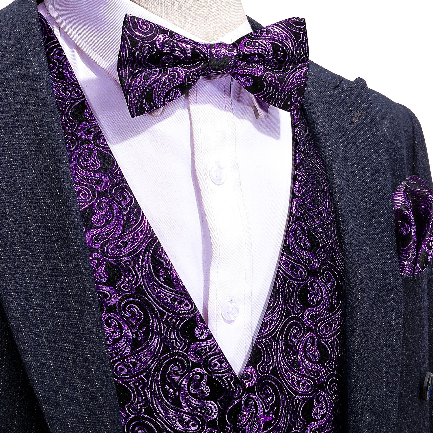 GentCrest Purple Paisley Vest Set - Image 1