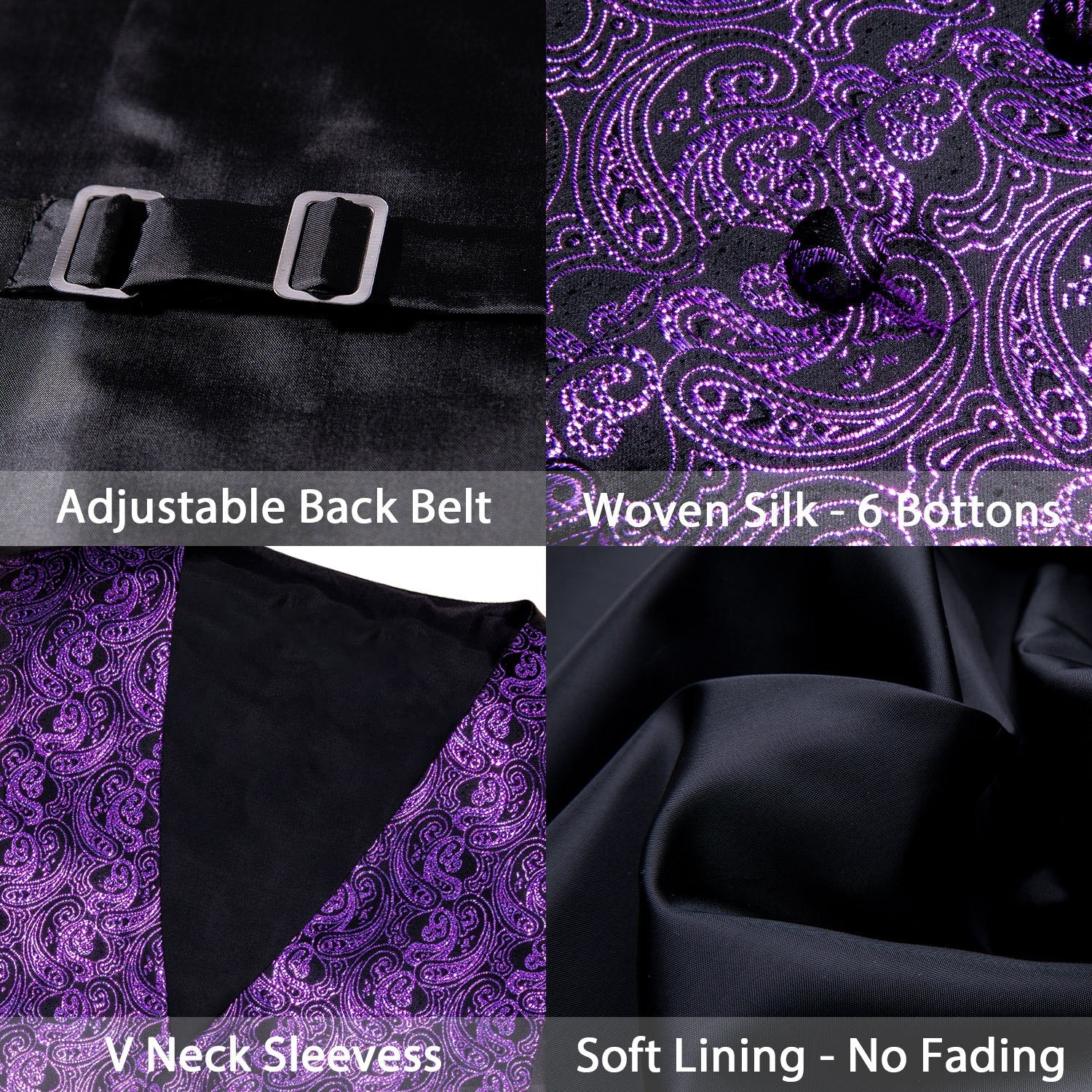 GentCrest Purple Paisley Vest Set - Image 7