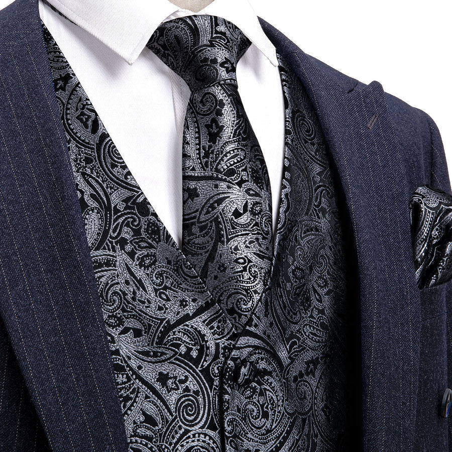 GentCrest Black Paisley Vest Set - Image 1