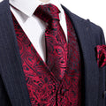 Red and Black Paisley Vest Set - GentCrest