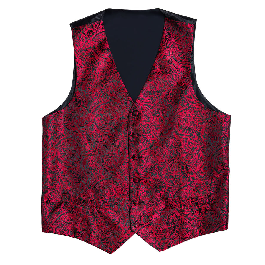 Red and Black Paisley Vest Set - GentCrest - View 4