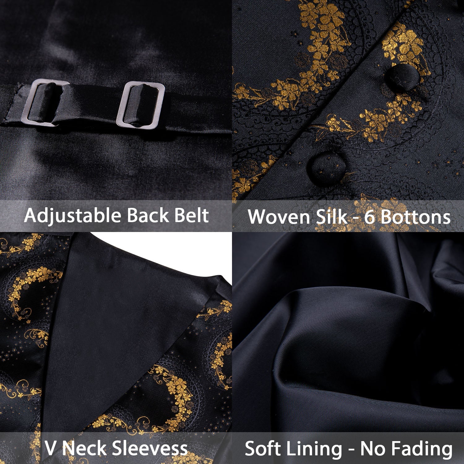 GentCrest Black Floral Vest Set - Image 5