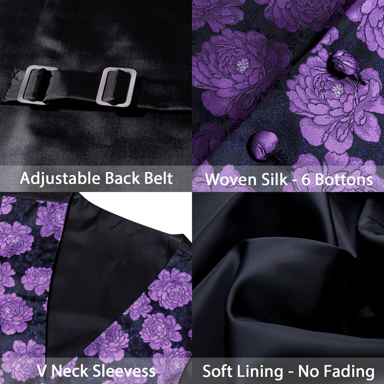 GentCrest Black Floral Vest Set - Image 4