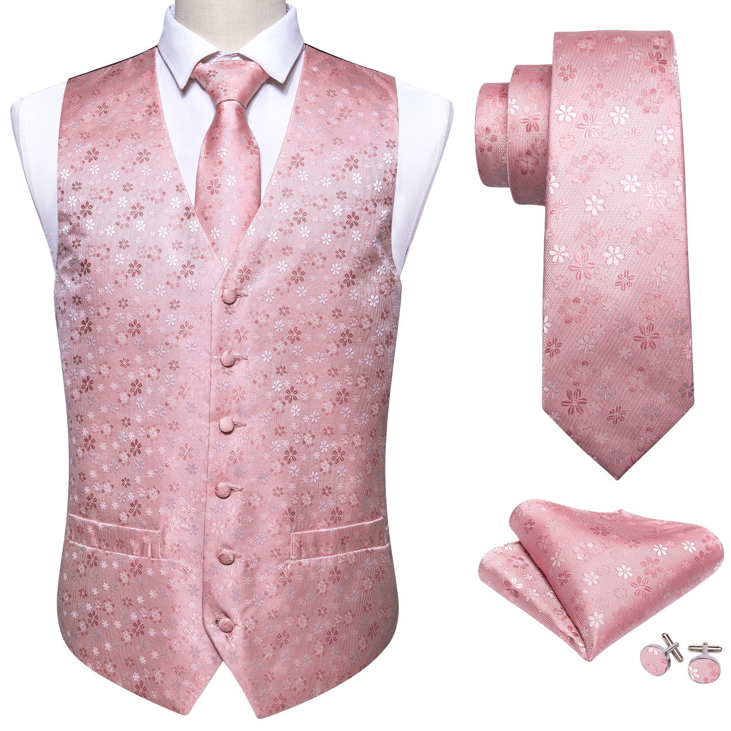 GentCrest Pink Floral Vest Set - Image 2