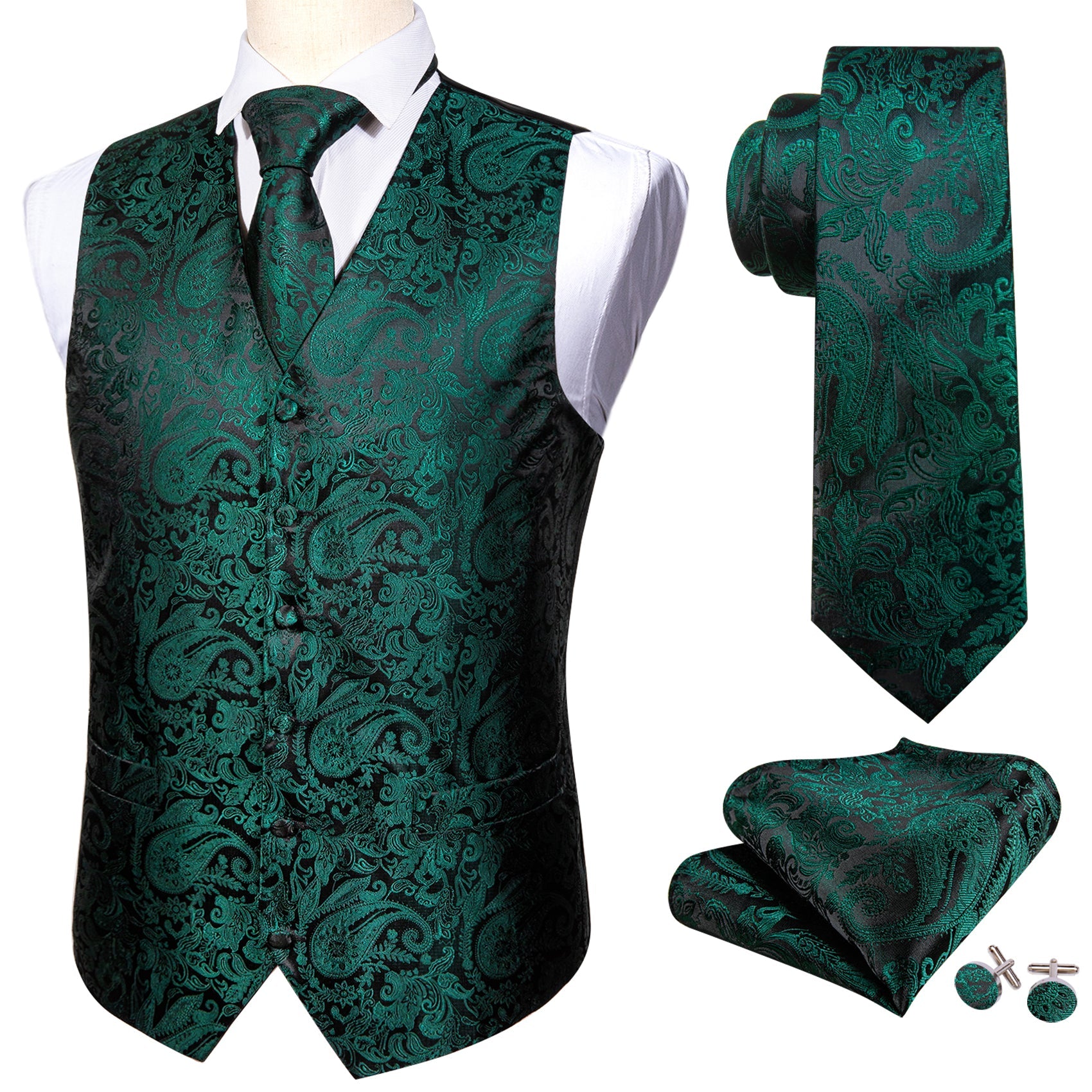 GentCrest Green Paisley Vest Set - Image 5