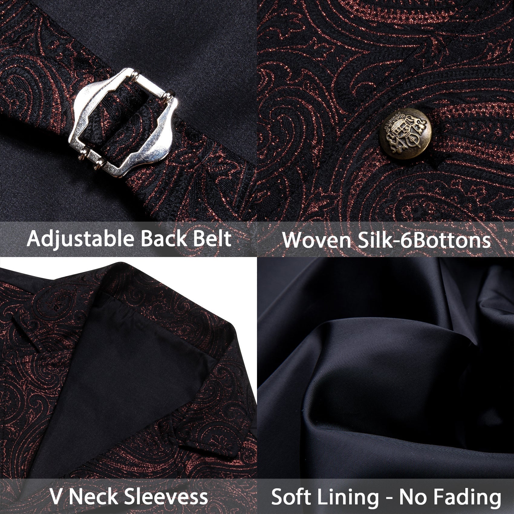 GentCrest Black Paisley Vest Set - Image 5