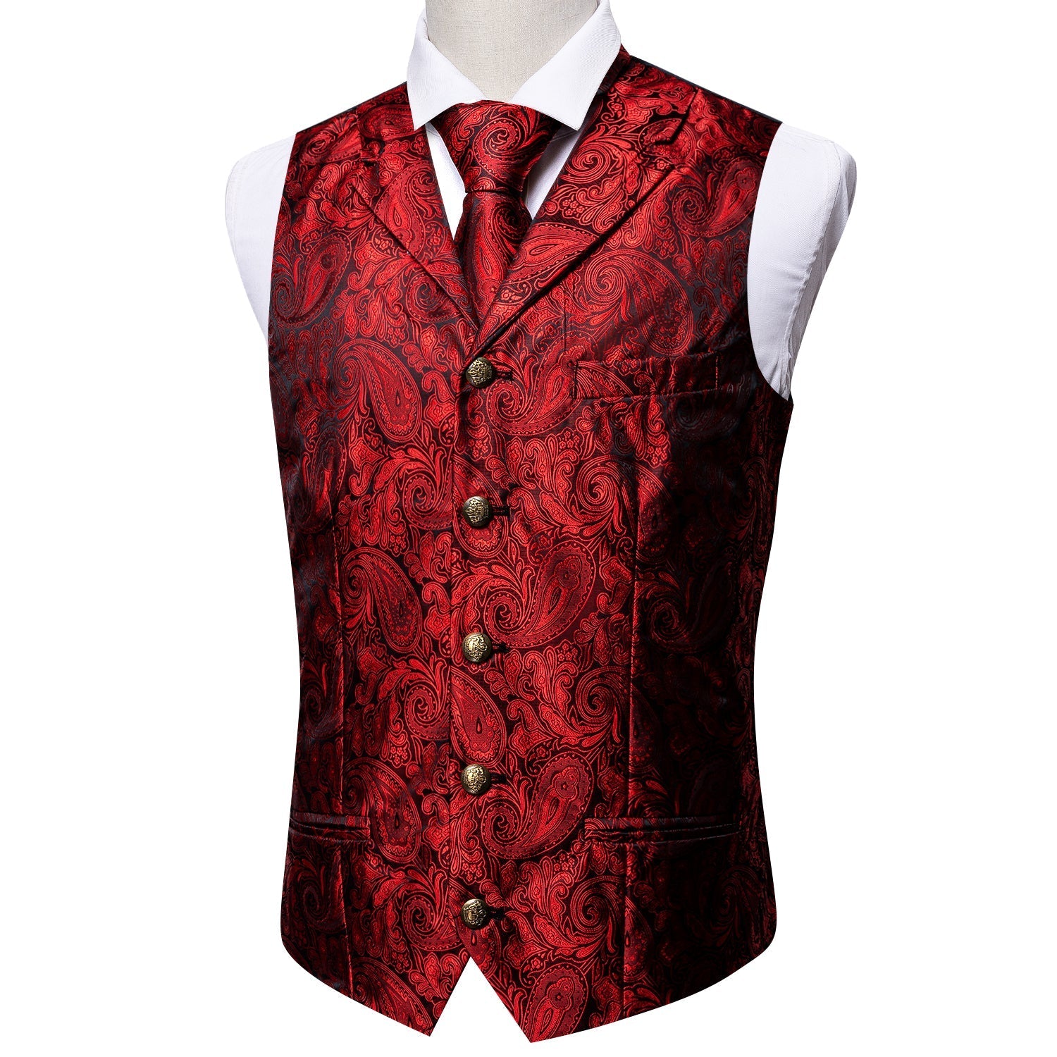 GentCrest Red Paisley Vest Set - Image 3